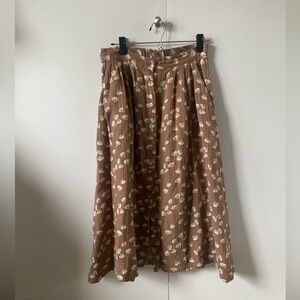 Rylee + Cru Brown Midi A-Line Skirt